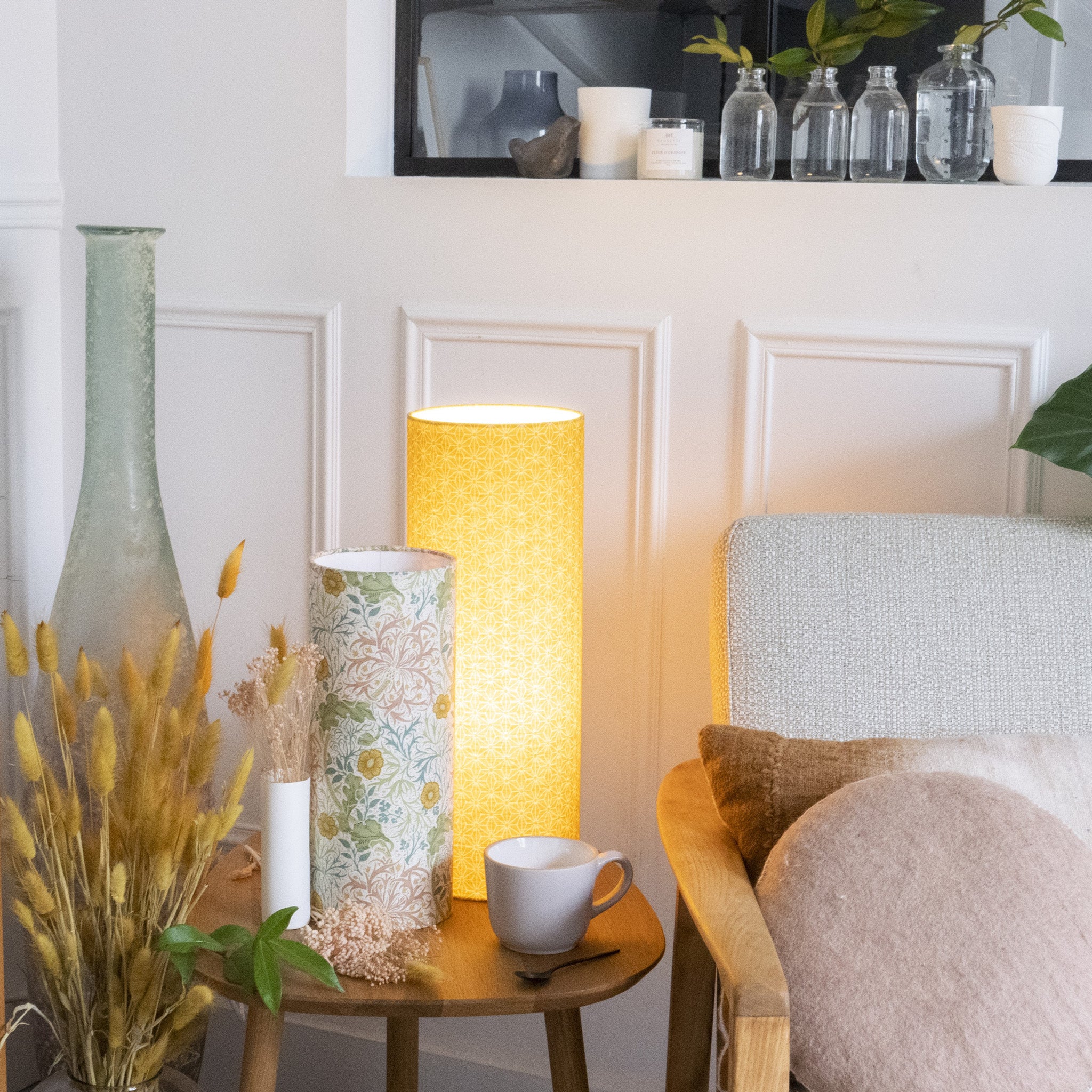 Lampe Seaweed M et lampe Hoshi moutarde L