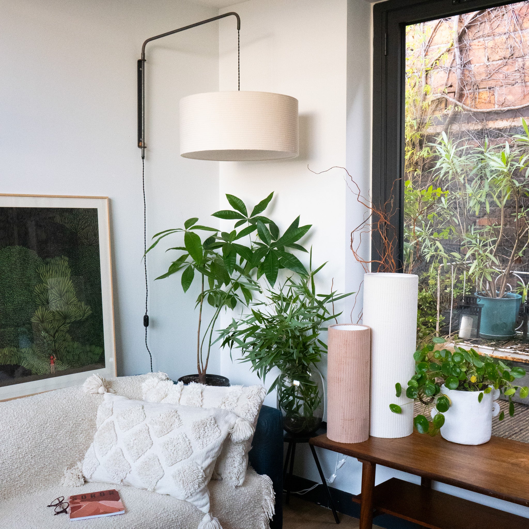 Lampe Velours côtelé maple L et lampe Velours côtelé off-white XXL