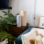 Lampe Sunray Wide ochre L et lampe Sunray Wide cobalt M