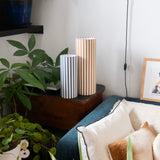 Lampe Sunray Wide ochre L et lampe Sunray Wide cobalt M