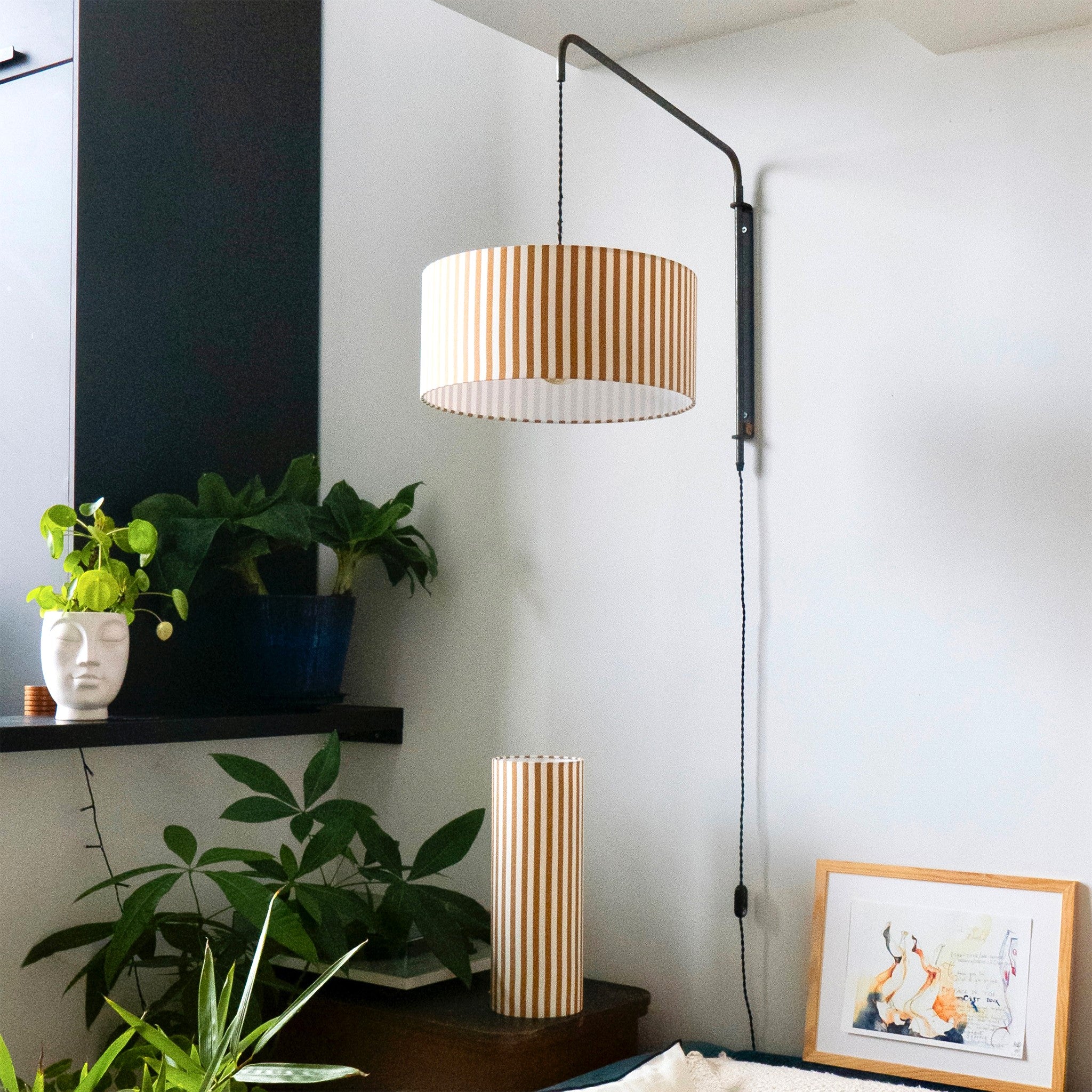 Suspension Sunray Wide ochre D40 cm avec lampe tube L