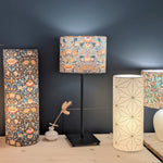 Abat-jour Lodden bleu gris D20 cm et lampes tubes Lodden et Maxi hoshi or
