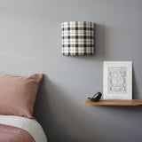 Applique murale demi lune tissu Tartan intense