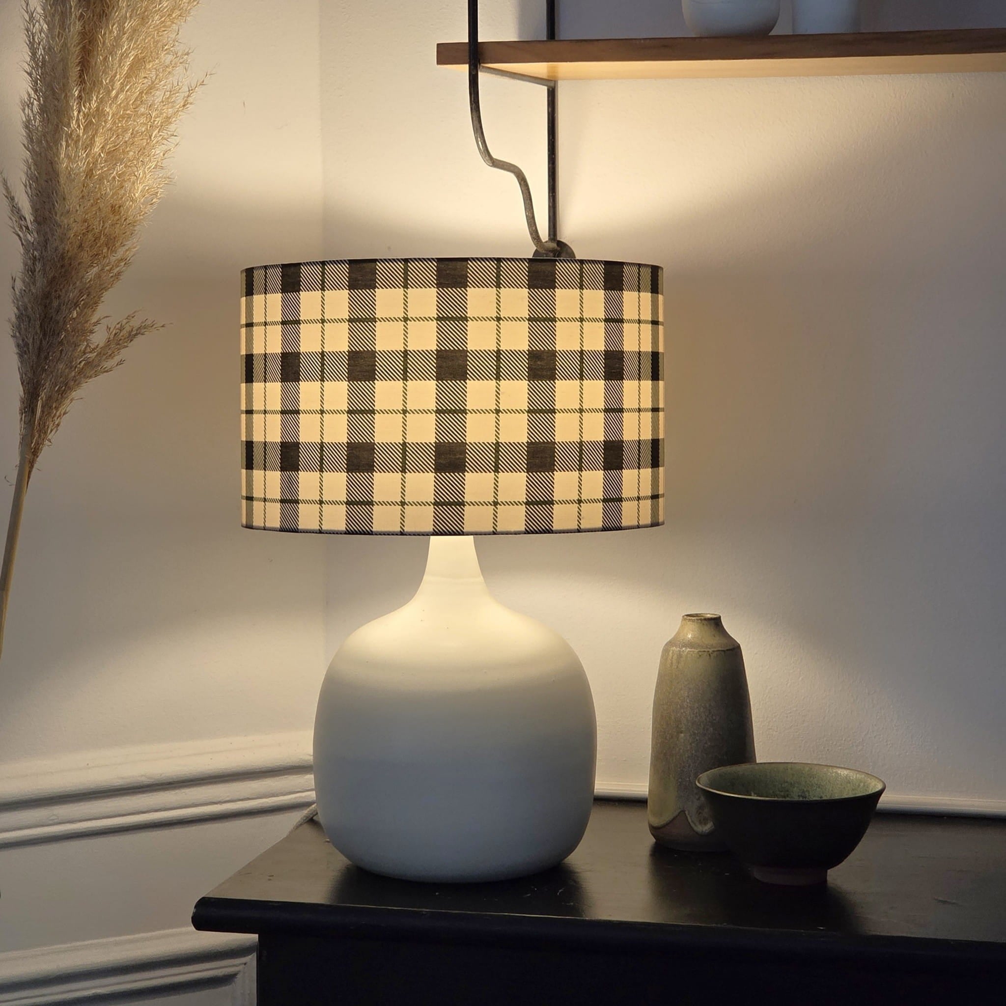 Lampe Terra Off-White avec abat-jour Tartan intense D25 cm