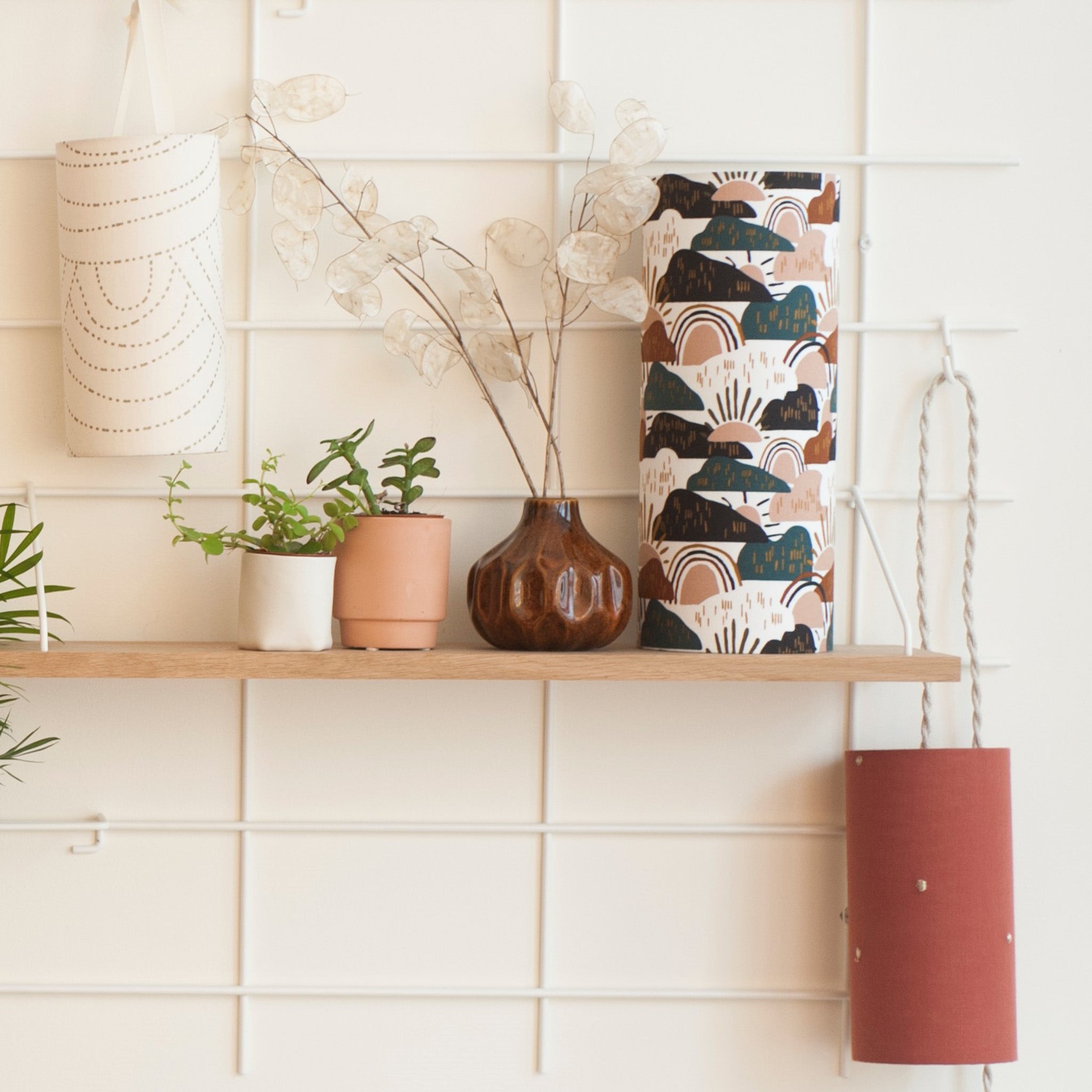 Lampe Dune M et baladeuses Colline et Stardust chestnut