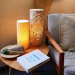 Lampe Lodden bleu gris L et lampe Suna M