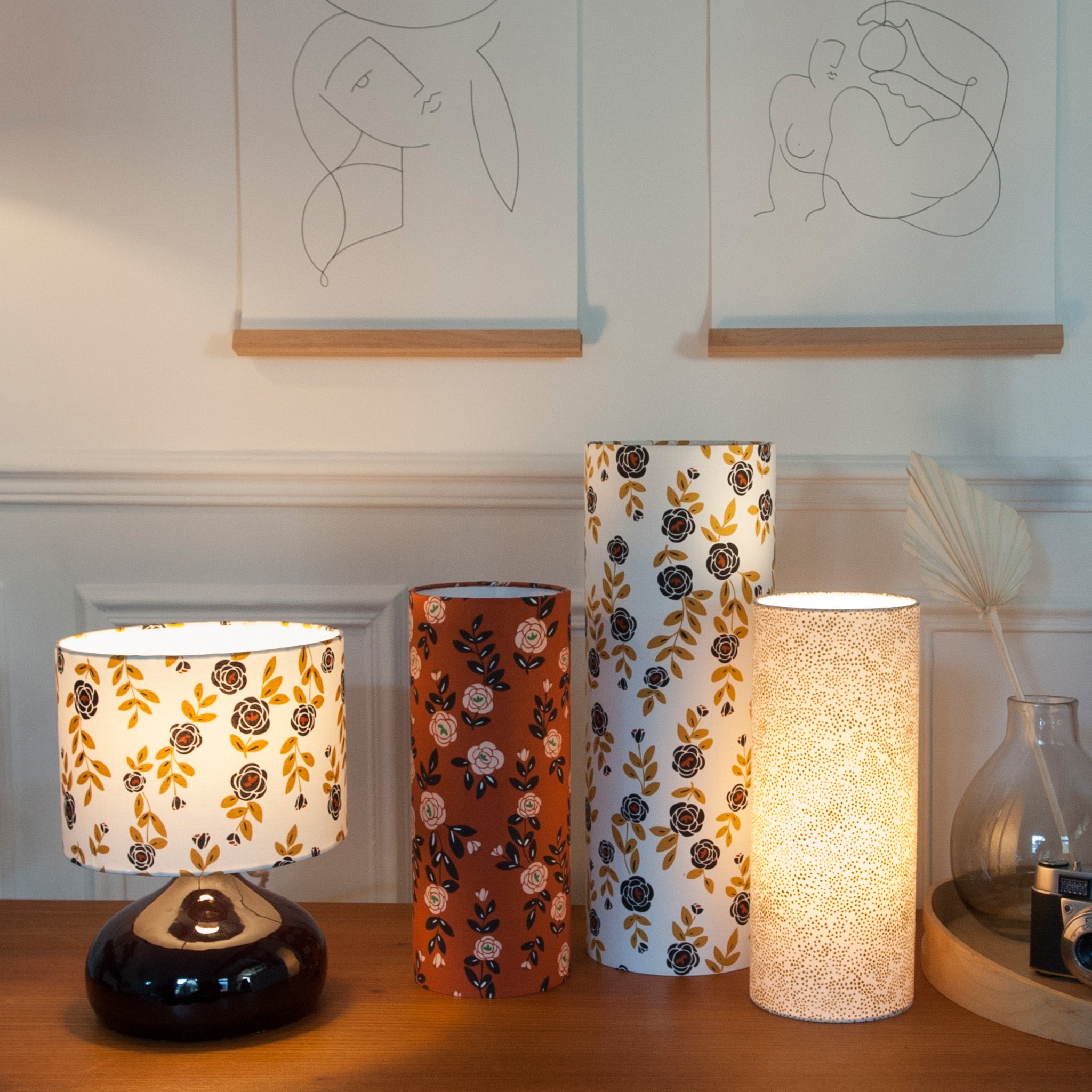 Lampe Billie blanc L avec lampes M et abat-jour Billie blanc