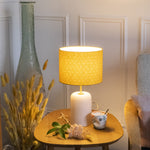Lampe porcelaine avec abat-jour Hoshi moutarde D20 cm