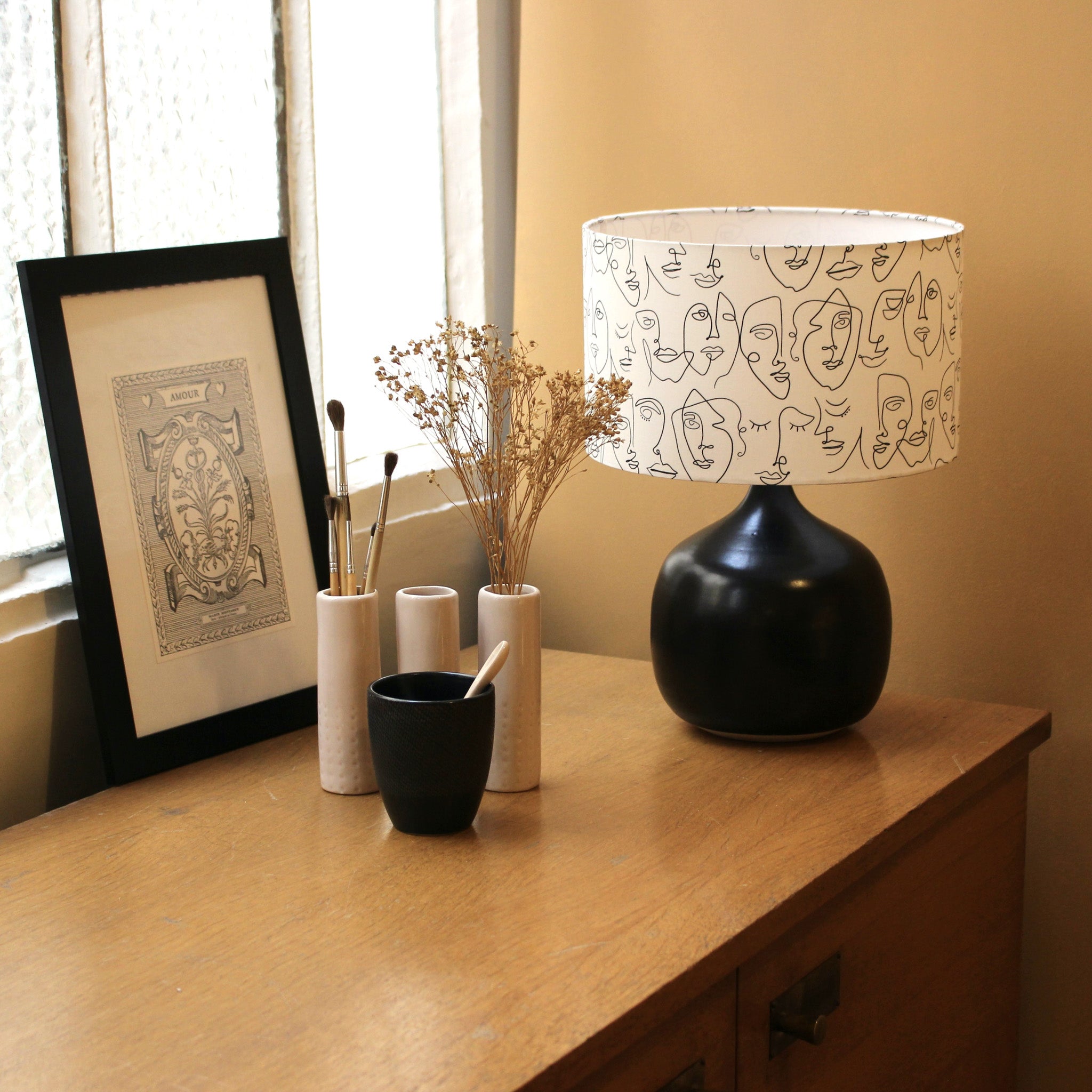 Lampe Terra Black avec abat-jour Human D25 cm