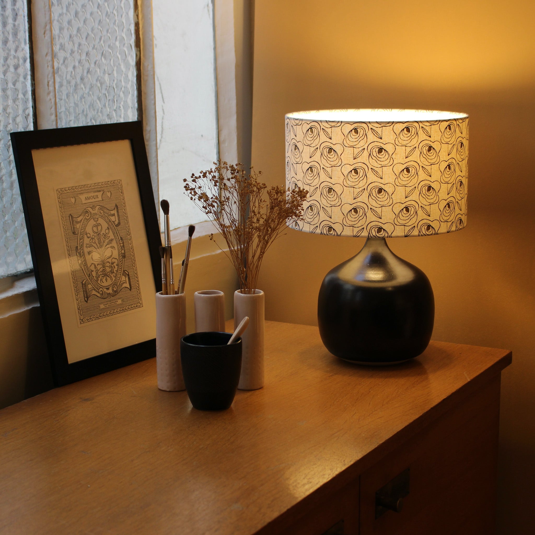 Lampe Terra Black avec abat-jour Pollen D25 cm